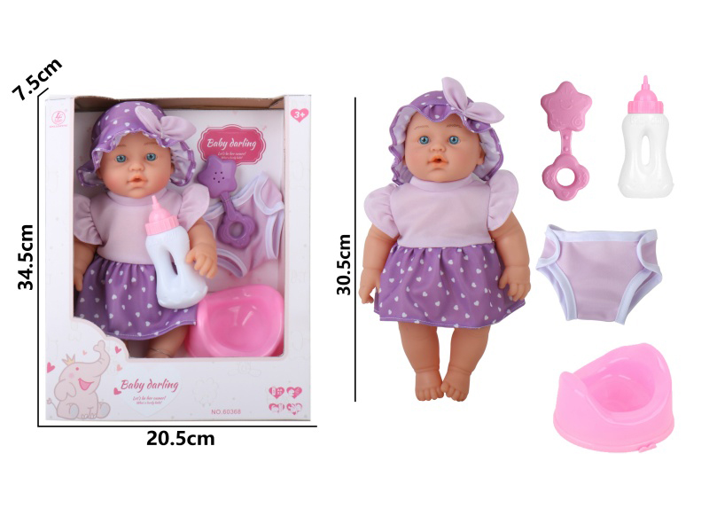 12-Inch Plastic Doll With Ic-Free Rubber Body And Injection Molded Body For Direct Urination