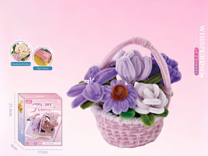 Diy Twisty Stick Flower Basket With Purple Flower Clusters