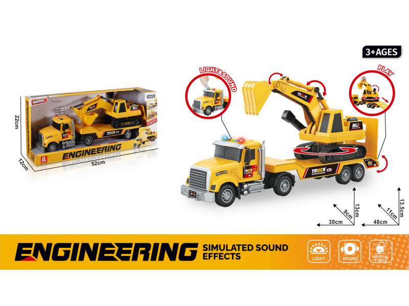 1:16 Sound And Light Inertial Excavator Transport Vehicle (Package 3*Ag13)