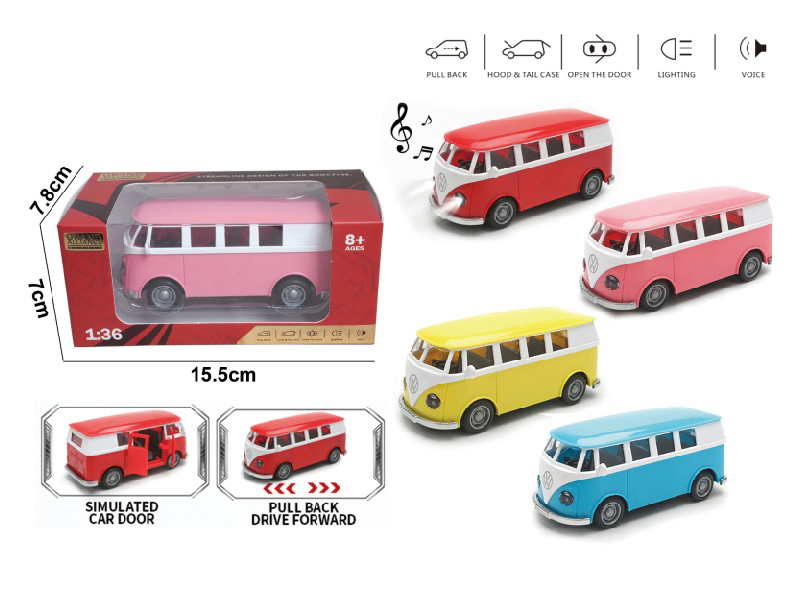 1:36 Force Alloy Car Model - Bus (4-Color Mixed Assembly)