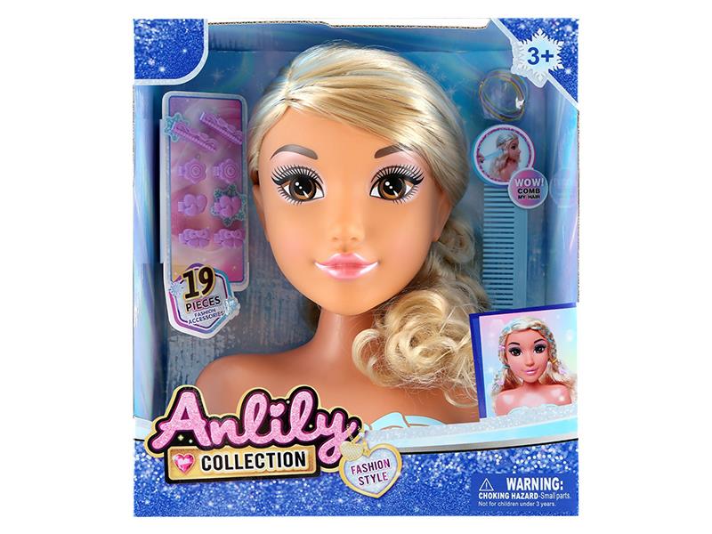 Doll Styling Head Beauty Set(Brown Skin)