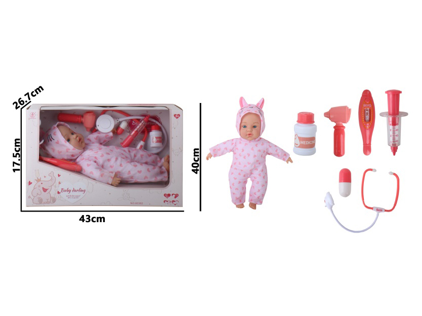 16-Inch Full-Body Rubber Hands-Filled Cotton Doll Nurse Accessory