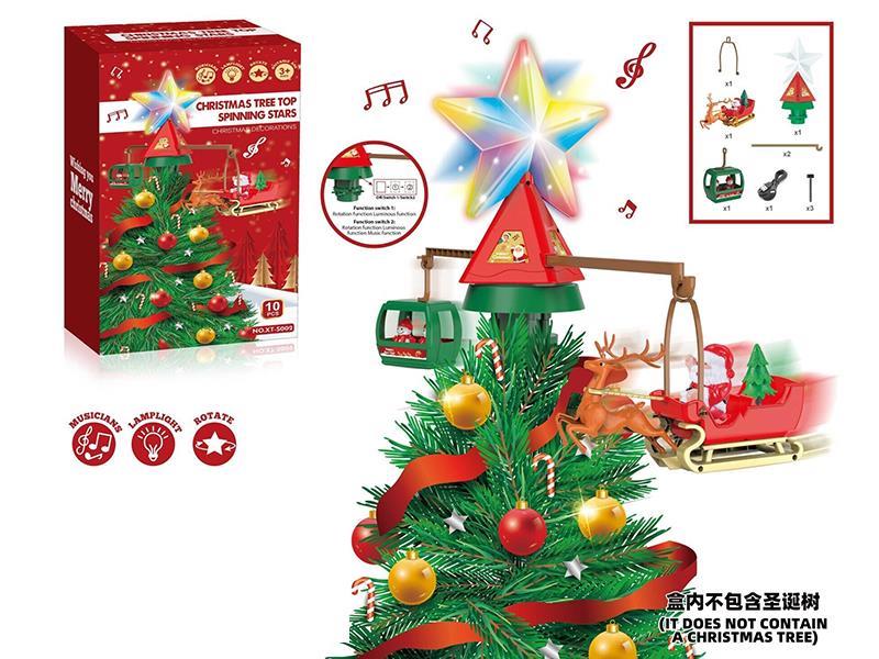 Christmas Decorations B/O Rotating Stars With Light And Music
