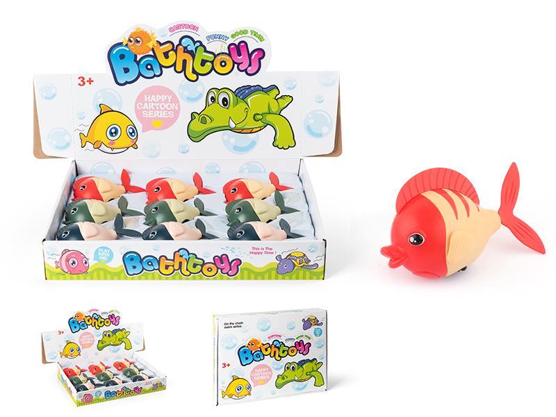 9pcs Manually Press BB Whistle Wind Up Swimming Cartoon Fish