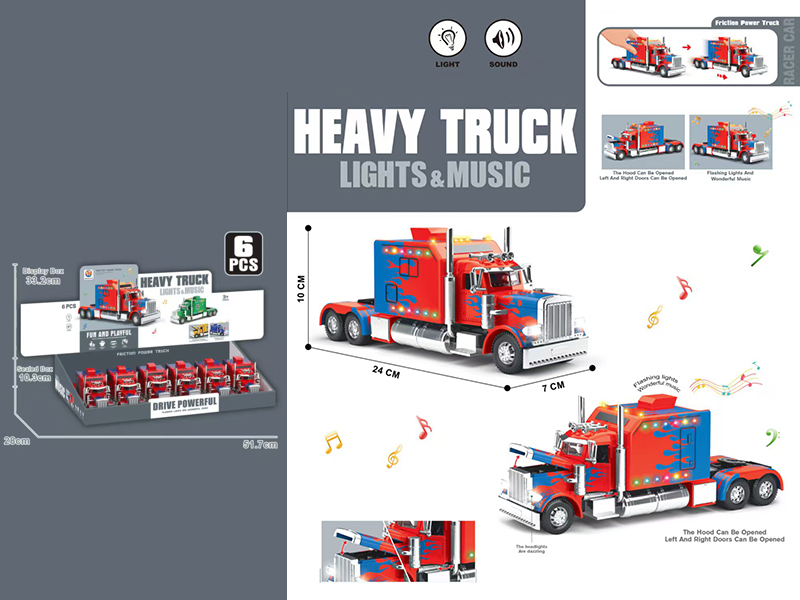 Pull Back Trailer With Sound And Lights 6pcs/Box