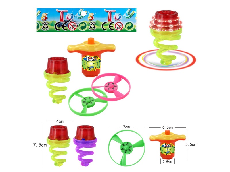 Windup Top Toy With Light Plus Spin Combination