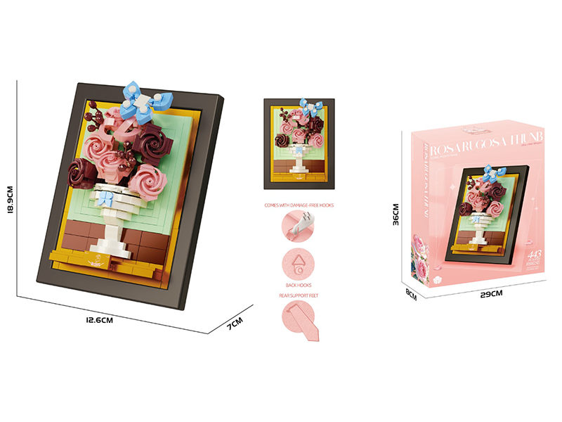 Rose Rugosa Thunb Picture Frame Building Blocks 443pcs