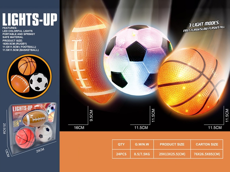 Lights-Up Inflatable Basketball Football Rugby Set