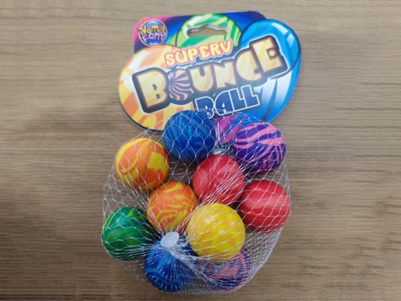 Bounce Ball 32Mm Color Card Mesh Bag, 10 Pieces, Random Stripe Color