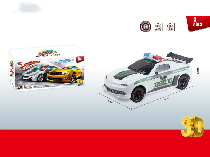 1:18 Electric Universal Bumblebee 3D Lighting And Music Police Car
