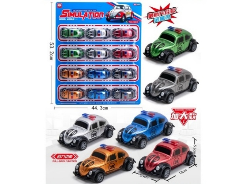 6-Color Return Power Beetle Police Car (Metallic Finish)
