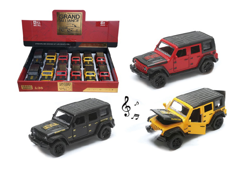 1:36 Force Alloy Car Model - Wrangler With Lights And Music (3-Color Mixed Outfit)