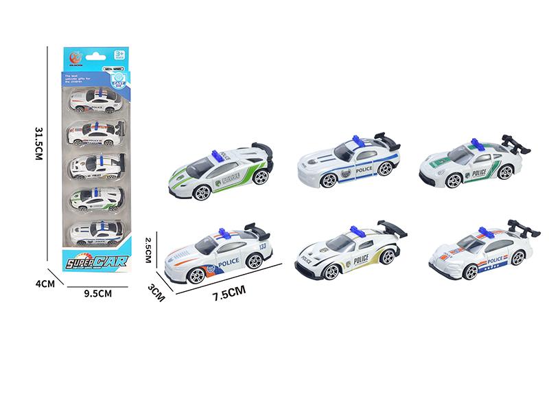 1:64 Slide Alloy Police Cars 5pcs