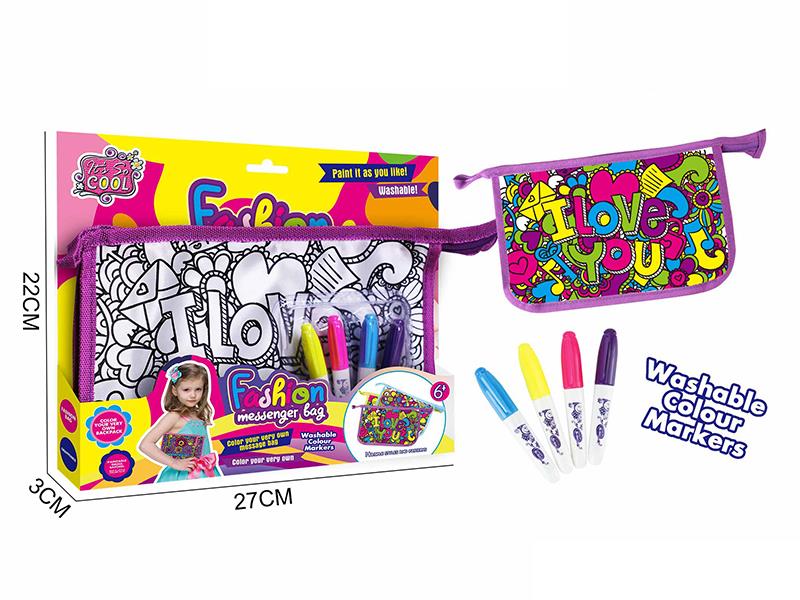 DIY Fashion Messenger Bag(4 Colors Washable Colour Markers)