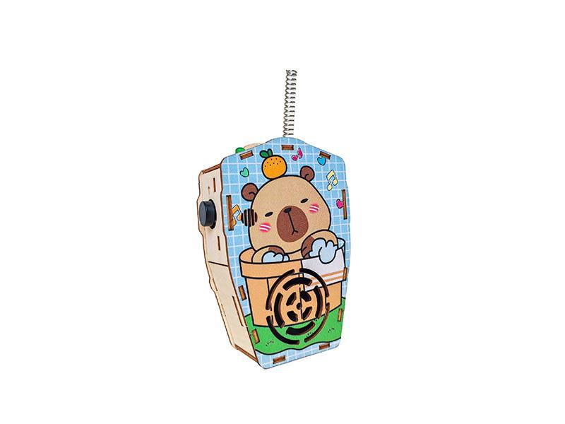 Diy Wooden/Wooden Electric Assembly Walkie-Talkie (Blue)