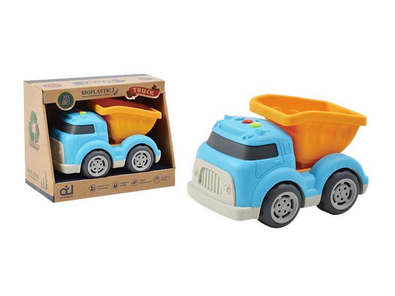 Straw Material Degradable Cartoon Sliding Engineering Vehicle With Lights And Music (Dump Truck)