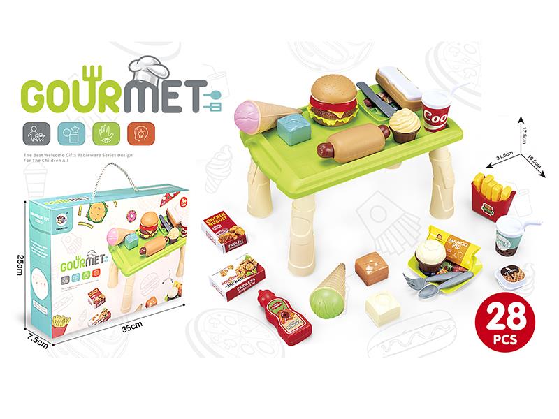 Delicious Hamburger Set + Table 28pcs