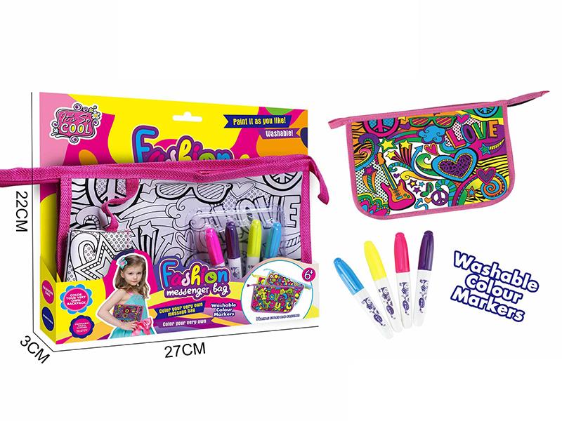 DIY Fashion Messenger Bag(4 Colors Washable Colour Markers)
