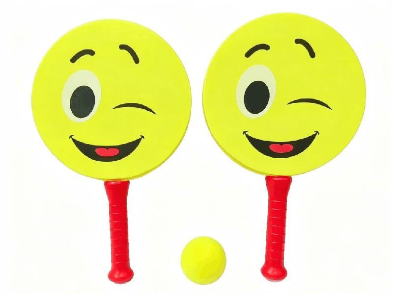 Cartoon Smiling Face Sponge Racket Set