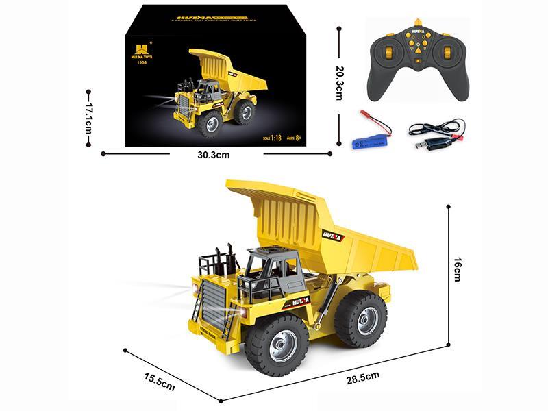 1:18 9-Channel Semi-Alloy Remote-Control Dump Truck