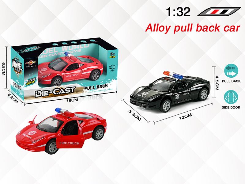 1:32 Ferrari Alloy Open Doors Pull Back Police Car