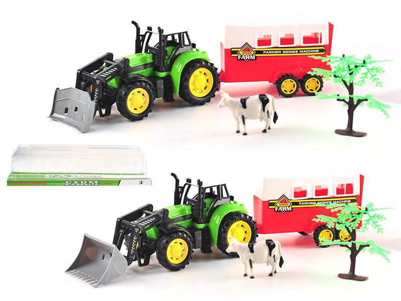 Friction Farm Tractor With Animal Transport Box