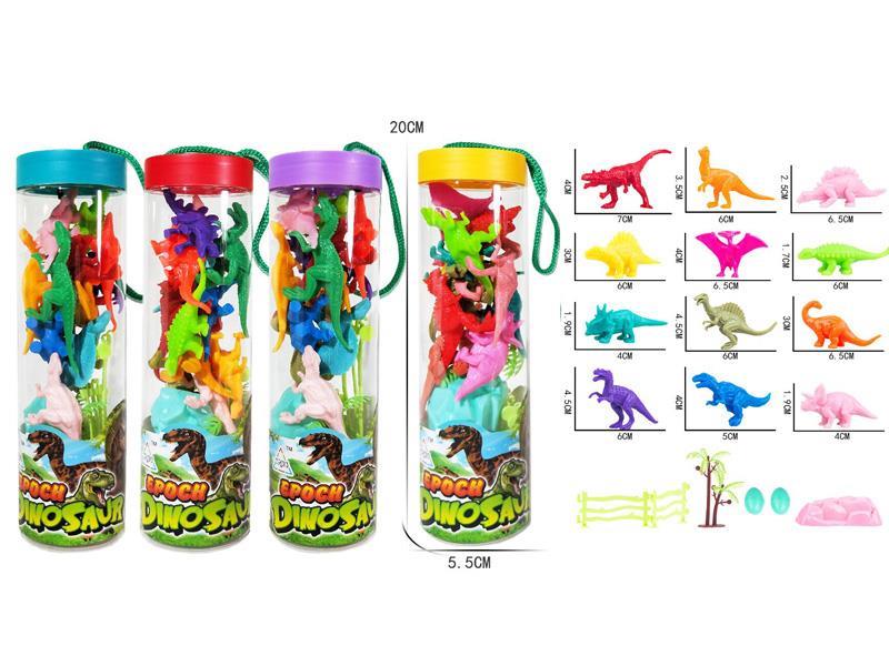 12Pcs Solid Color 3 Inch Small Dinosaur