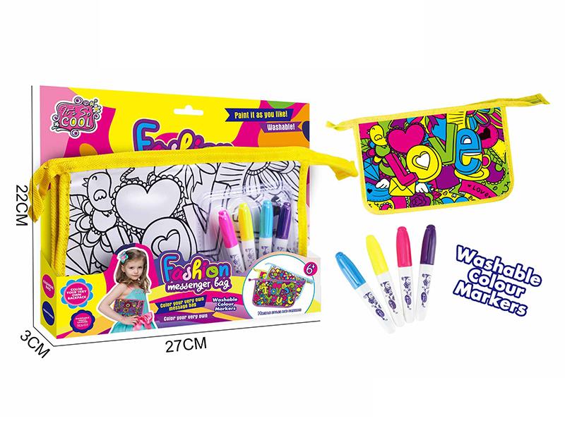 DIY Fashion Messenger Bag(4 Colors Washable Colour Markers)