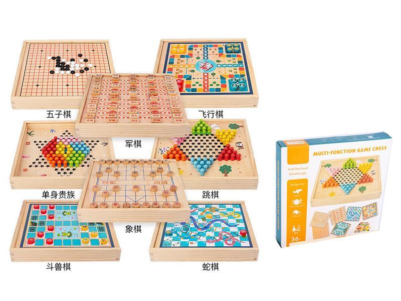 Wooden 8 In 1 Chess