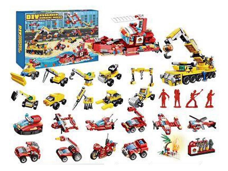 Construction Vehicle Fire Truck Building Block Blind Box