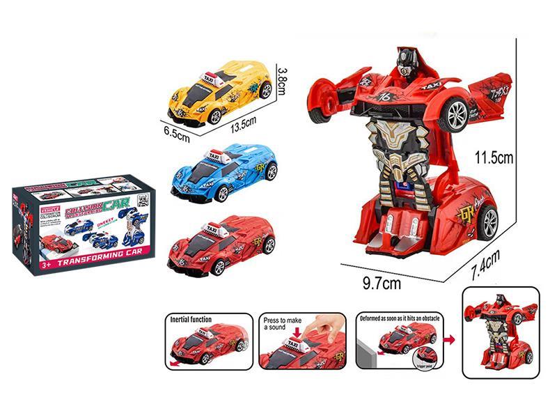 Friction Crash One Key Deformation Lamborghini Taxi Car 1PCS