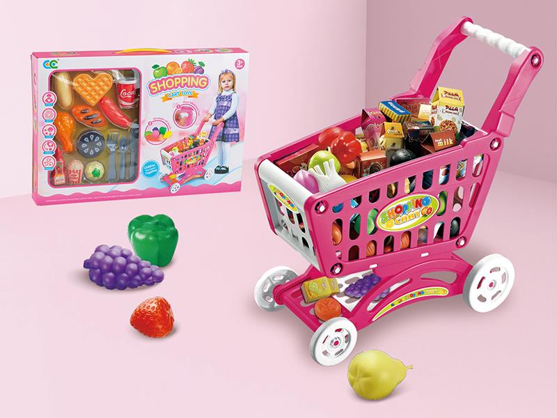 Shopping Cart With Breakfast Bread Toys