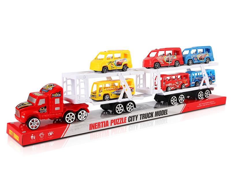 Friction Transport Truck With 3 Business Cars, 3 Buses