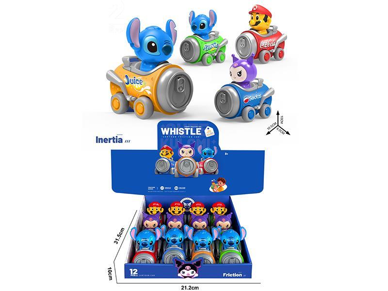 Whistle Cartoon Friction Cars 12pcs