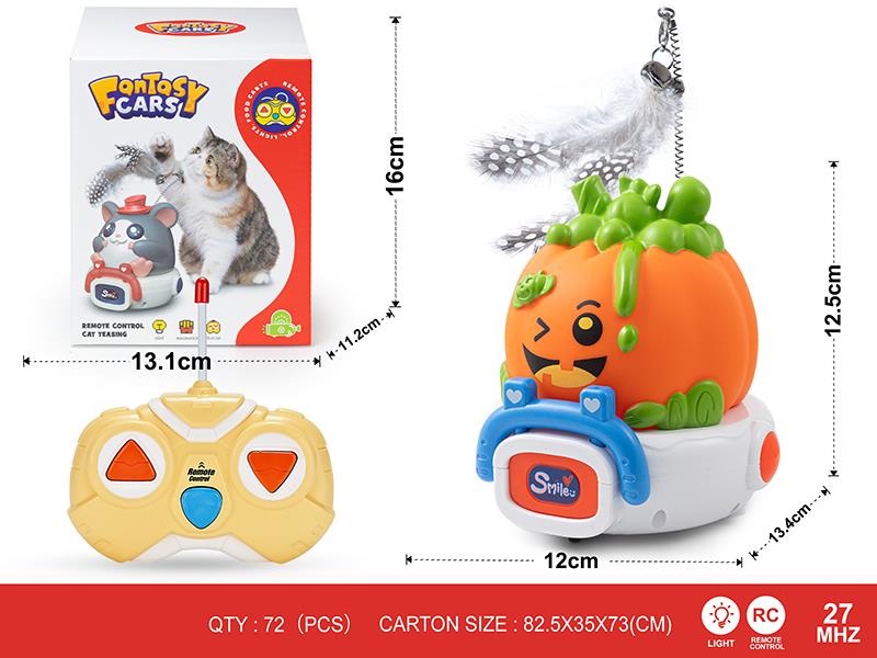 27Mhz 2-Channel Remote Control Cat Teasing Vinyl Pumpkin Car(With Lights)