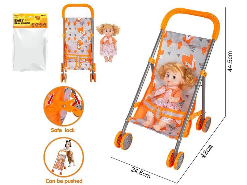 Baby Sunshade Stroller(Iron) + Doll
