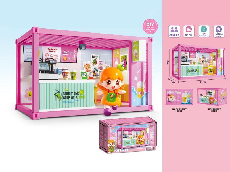 Container Bubble Tea Shop With Lighting