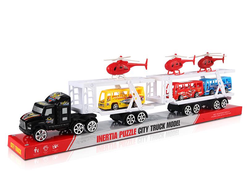 Friction Transport Truck With 3 Helicopter, 3 Buses