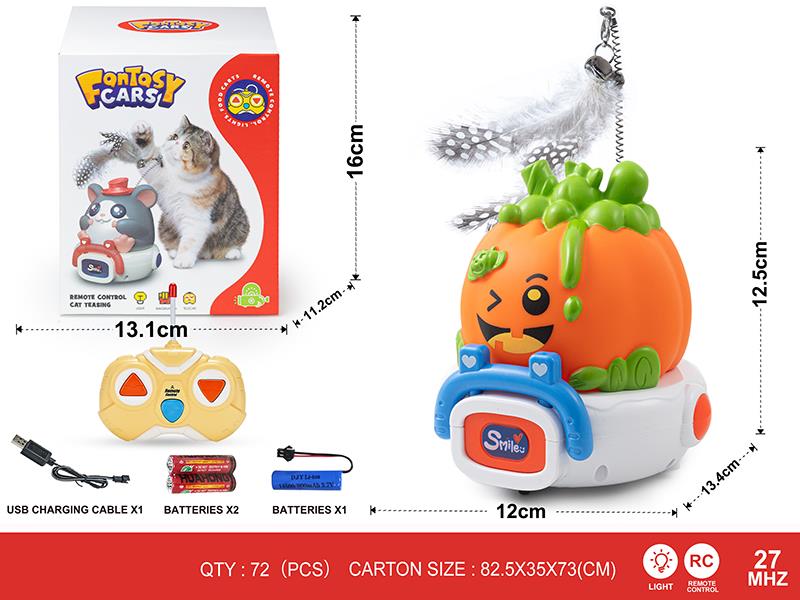 27Mhz 2-Channel Remote Control Cat Teasing Vinyl Pumpkin Car(With Lights)Including Batteries