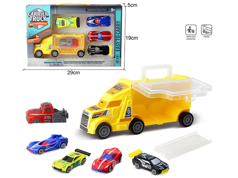 Slide Portable Storage Carrier Tuck + 4 Small Cars + 1 Launcher