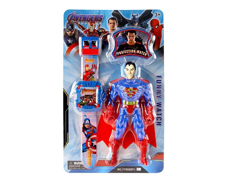 Projection Electronic Watch With Avengers Action Figures Toy