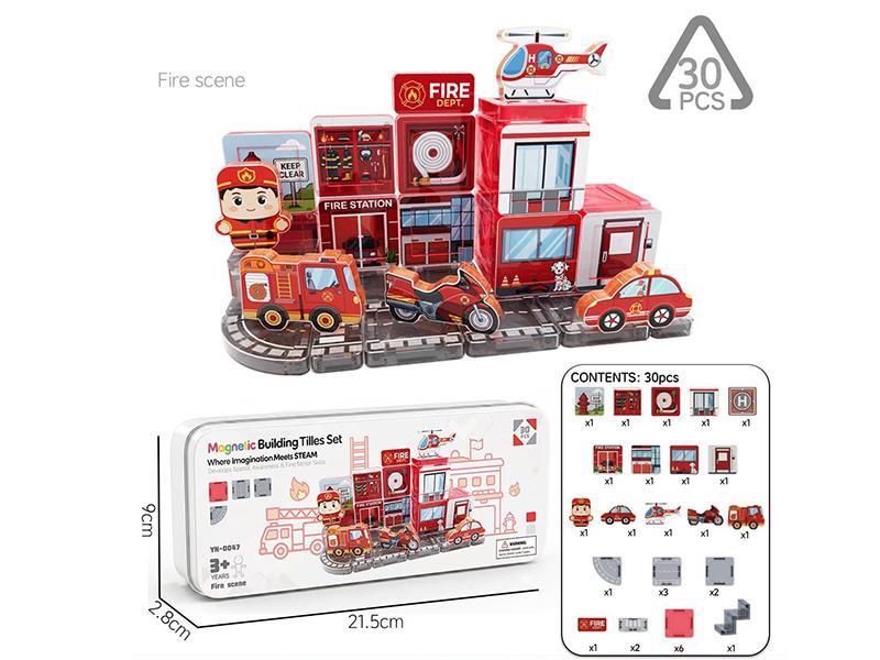 3.75cm Fire Scene Magnetic Building Blocks 30pcs