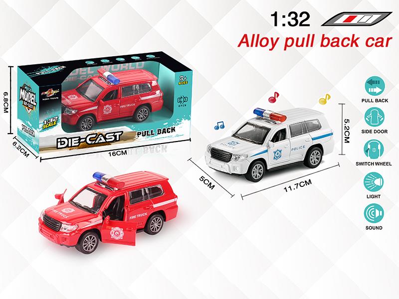 1:32 TOYOTA Land Cruiser Alloy Open Doors Pull Back Police Car With Light And Music