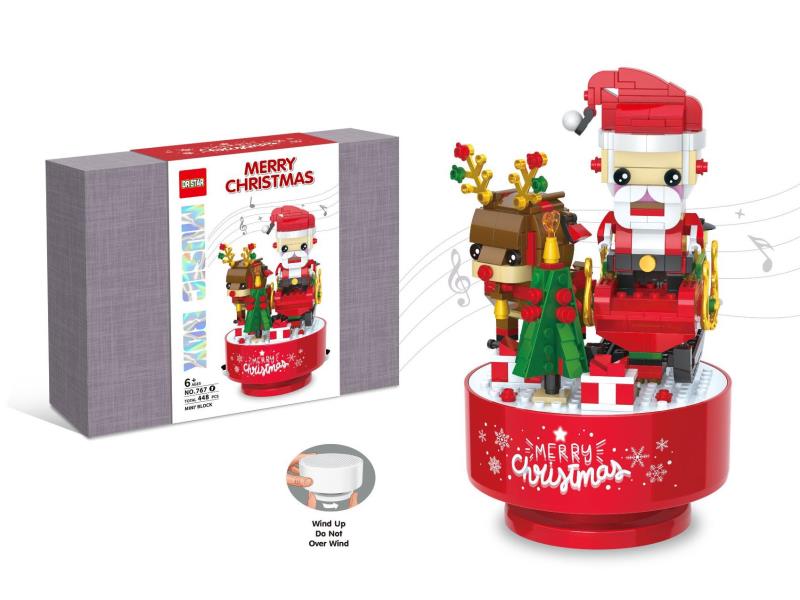 Building Blocks: Small Particle Building Block Music Box - Santa Claus (448Pcs)