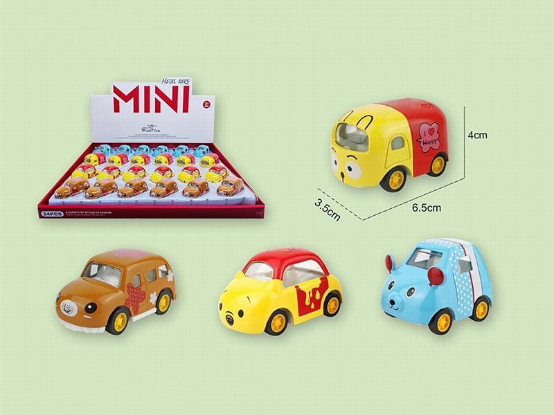 Four Mixed Styles Of Alloy Q-Version Cartoon Pull-Back Cars