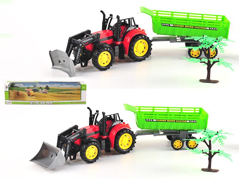 Friction Farm Tractor With Tipping Trailer