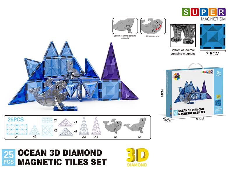 Ocean Series 3D Diamond Magnetic Tiles Building Blocks 25pcs