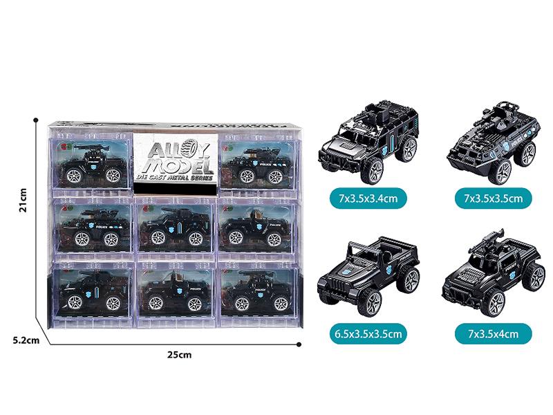 Pull Back Alloy SWAT Cars 8pcs