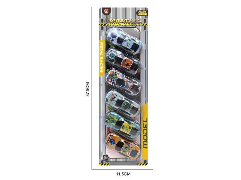 6PCS 8.6CM Pull Back Alloy Car