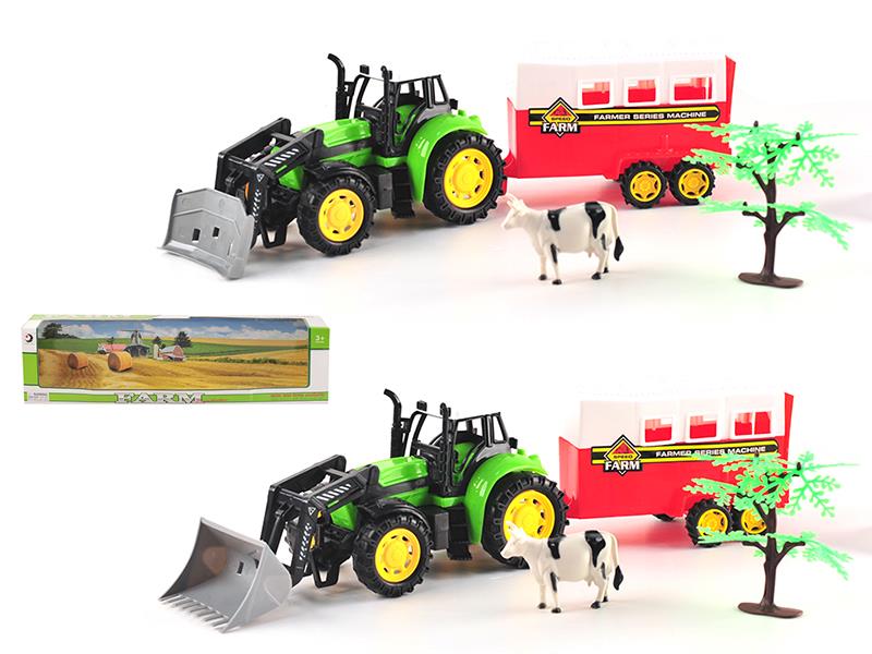 Friction Farm Tractor With Animal Transport Box